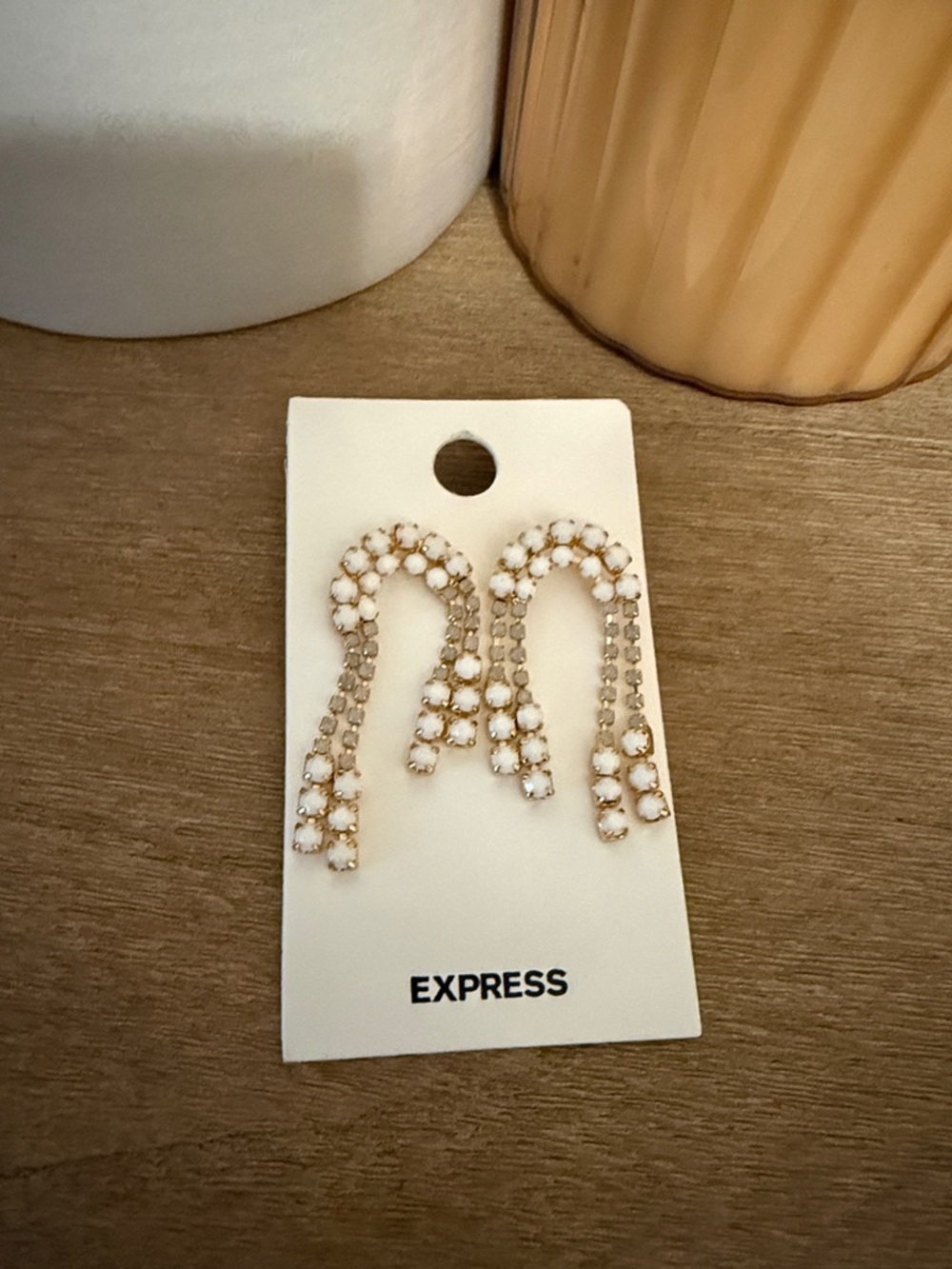 Express Gold-Tone Earrings with White Crystals